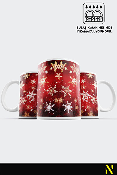 nilizma Christmas New Year Themed Snow Patterned Mug Cup Mug 330 ml