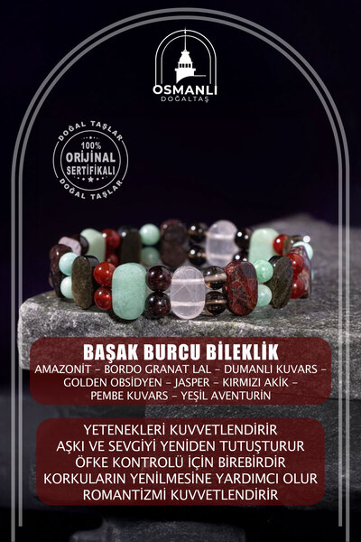 OSMANLI DOĞAL TAŞ Başak Burcu Doğal Taş Geniş Kesim El Yapımı Bileklik