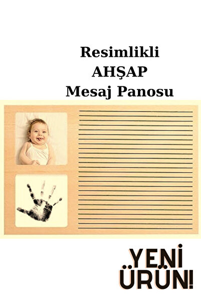 fikirstore Resimlikli Rustik Ahşap Mesaj Panosu Yazı Tahtası Ahşap Stantlı Beyaz Harf Setli 40x25cm