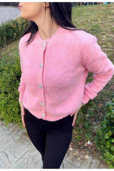 Butik Sakallı Yumoş Kadın Hırka-düğmeli Hırka-yumoş Hırka-hırka-crop Hırka -peluş Hırka