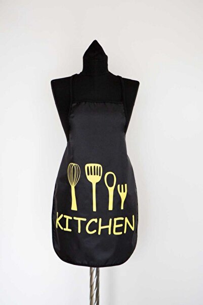 lizzamoda مريلة مطبخ مطبوعة مقاومة للسوائل باللون الأسود العنابي الكريمي 3 قطع