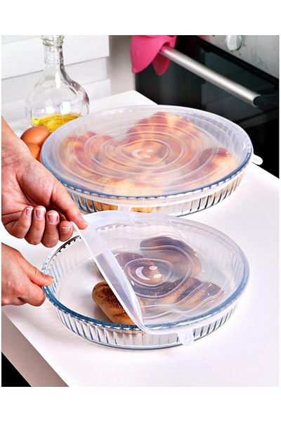 ÇARŞI HANEM Silicone Round Pyrex Cover Silicone 2 Pieces Stretch Cover 2 Pieces Cover