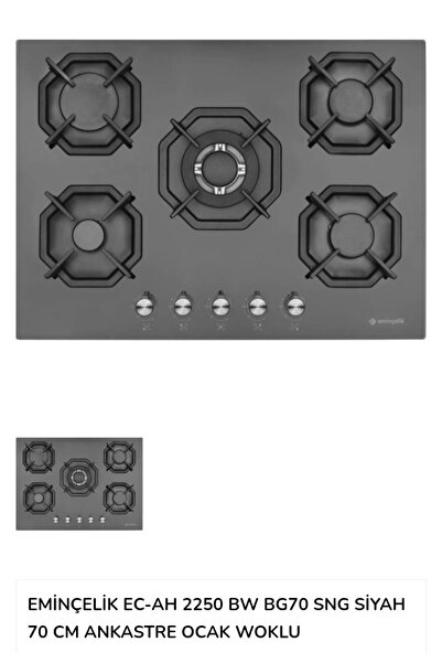 Eminçelik Ec-ah 2250 Bw Bg70 Sng 5 Gözlü Siyah Cam Ankastre Gömmeli Oçak Sancak Alimer