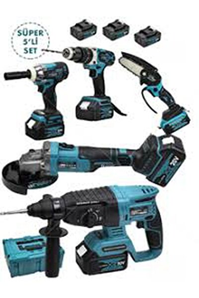 ERB assur 5 li set Profesyonel (Şarjlı Hilti- Taşlama- Darbeli Matkap -Somun ...