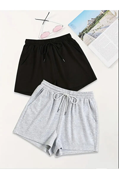 Duples Kadın 2 İplik Penye 2'li Şort