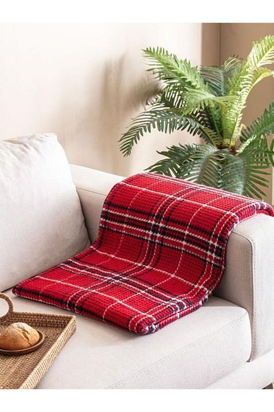 Homprime بطانية سكوتش مزدوجة 180x220 أحمر