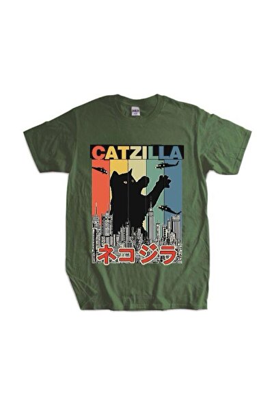 DEEFWEAR Μπλουζάκι Catzilla Japanese Vintage με εμπριμέ χακί Unisex
