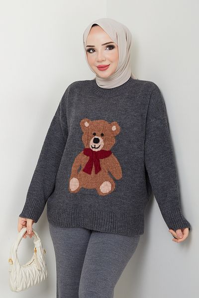 Pamuk Butik Pulover de tricotaj cu tematică ursuleț pentru femei