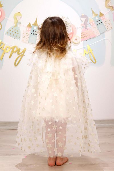 Le Mabelle White Star Cloak and Crown Set for Girls