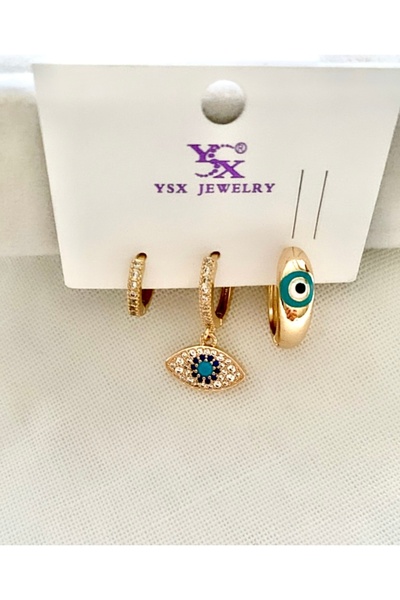 VNS Accessories مجموعة Xupıng Charmful Evil Eye مكونة من 3 أقراط