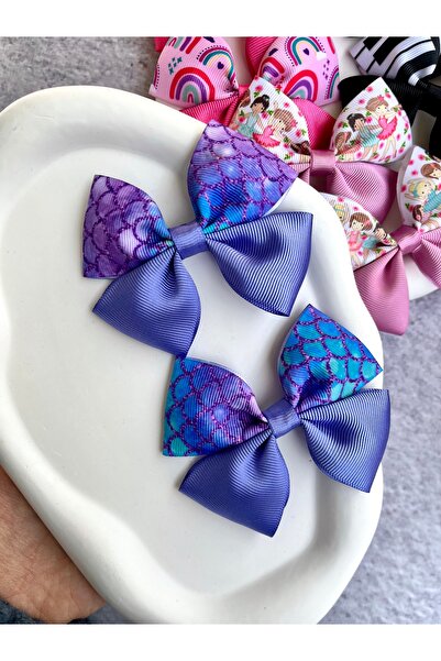 Toka Sepetim Deniz Kızı Desenli Kurdele Fiyonk Toka 1 Çift