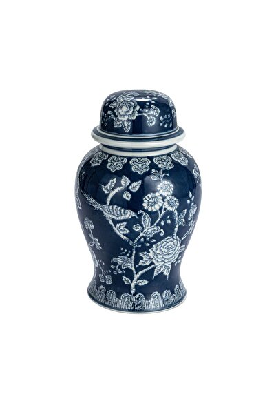 Warm Design Mavi Desenli Çini Vazo & Kavanoz