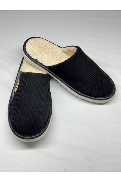 Special Action Unisex Velvet Leather Detailed Eva Non-Slip Sole Comfortable Lightweight Indoor Slippers