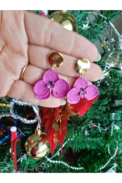 CREATİVESHOP Orkide Çiçeği polimer Kil Küpeler, Sallantılı Özel Tasarım Küpe, El yapımı Kil Küpe