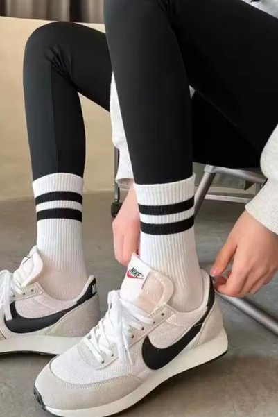 Fakülte Store Unisex Long Tennis College Socks Striped Gray White Black Set