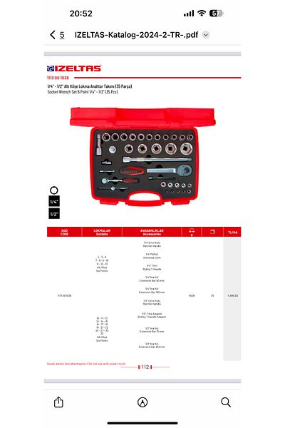 İzeltaş 1/4 1/2 Six Corner Socket Wrench Set 35 Pieces