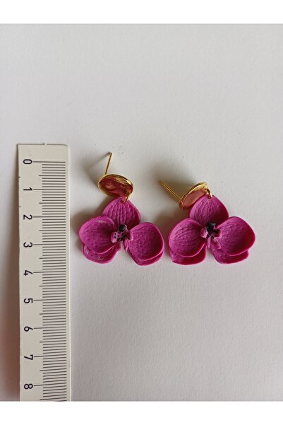 CREATİVESHOP Orkide Çiçeği polimer Kil Küpeler, Sallantılı Özel Tasarım Küpe, El yapımı Kil Küpe