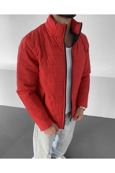 MEYASU Men's Red Regular Waterproof Puffer Jacket with Zippered Inner Pocket
