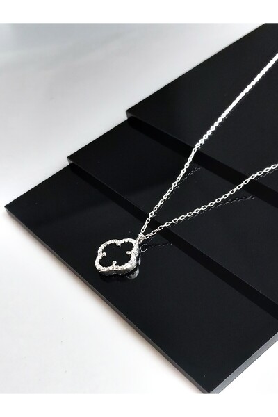 KESKİN GÜMÜŞ GÜMÜŞ BEYAZ SEDEF TAŞLI VAN CLEF TASARIM TEK PARÇALI YONCA KADIN...