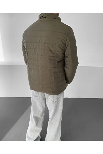 MEYASU Men's Khaki Regular Waterproof Puffer Jacket with Zippered Inner Pocket