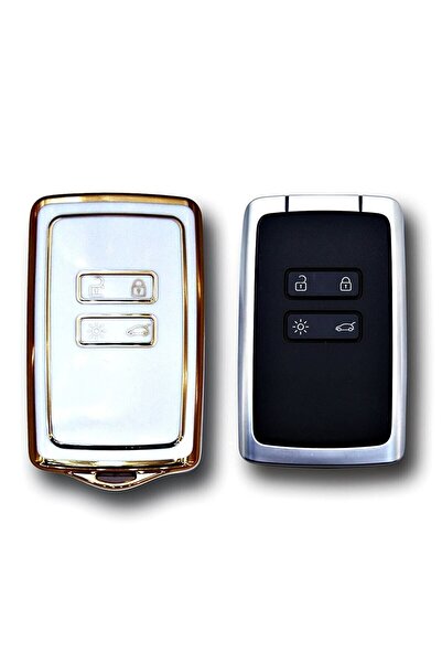 GMA KEYS Lux pentru Renault Clio E-Tech Austral Megane E-Tech Carcasa Nano cheie cu 4 butoane Culoare aur alb