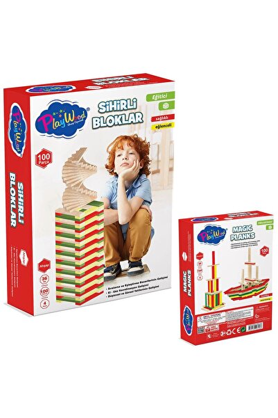 Play Wood 100 Pieces Educational Magic Wooden Block Game Set - Ony-358