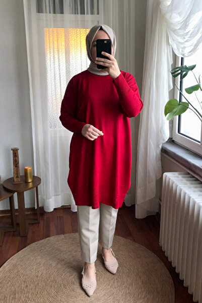 Sapha Women's Burgundy Knitwear Tunic