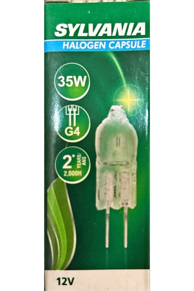 Sylvania 35 WATT 12 VOLT İĞNE AYAK / GY 4 DUY / HALOJEN KAPSÜL AMPUL / SARI I...