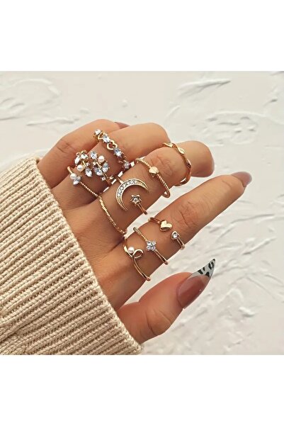 Le Manolia Accessories çoklu yüzük seti ayarlanabilir eklem yüzükleri kombin ...