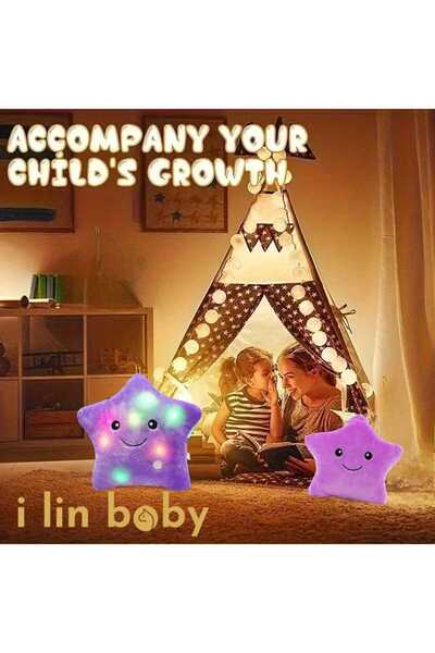 i lin baby Ledli Yıldız Peluş Oyuncak Yumuşak Yastık Bebek LED Işık Parlayan Yumuşak Bebek Çocuk Oyuncakları