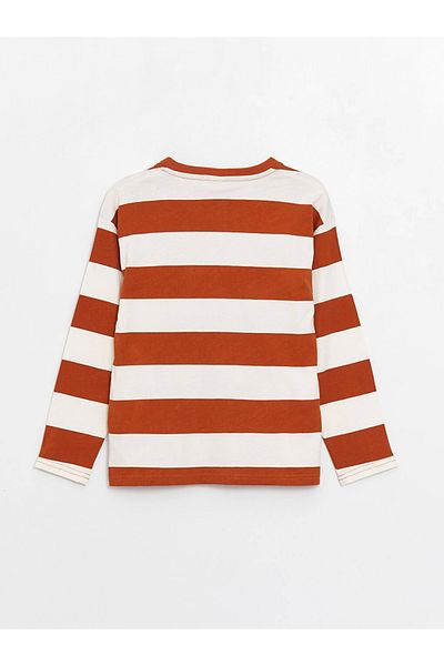 LC Waikiki Детска тениска с райета и свободна кройка LCW Kids, кафява, за момчета