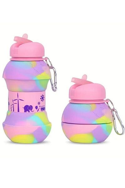 HİROS'H Collapsible Flask - Special Design Silicone Collapsible and Portable Leak Proof Shatterproof Flask