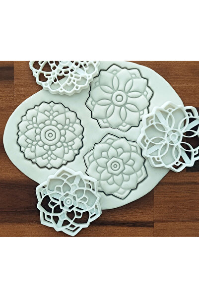 polivera مجموعة قوالب عجينة الماندالا للبسكويت والحلوى (3 قطع) بلاستيك PLA TR