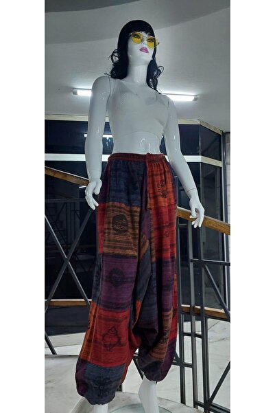 Bohem Stil Hint Otantik Yıkamalı Taşlanmış Patchwork Uniseks Şalvar Pantolon (100 CM)