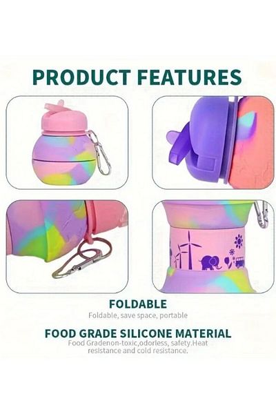 HİROS'H Collapsible Flask - Special Design Silicone Collapsible and Portable Leak Proof Shatterproof Flask