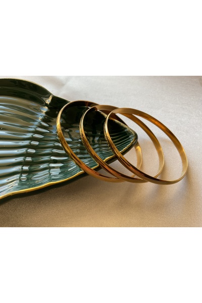 TREND BOMBELİ DÜZ MODEL 3'LÜ AJDA ÇELİK BİLEZİK (M:233)