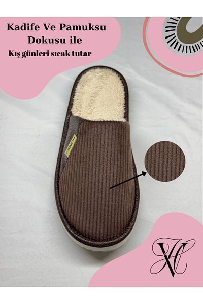 Mode Cool Wool Unisex Slippers - Semi-Leather, Velvet Corduroy, Non-Slip Sole and Comfort