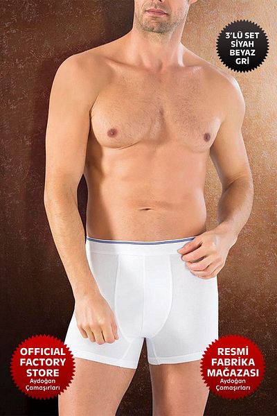 Aydoğan Aydogan ®   Ανδρικό Σετ Boxer 3 τμχ - 95% βαμβάκι, χρώμα μαύρο λευκό γκρι, 565