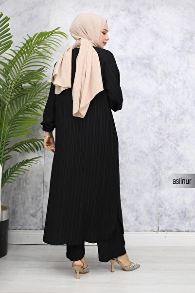ASİLNUR Μαύρο Σετ Ρούχων Merve Hajj and Umrah