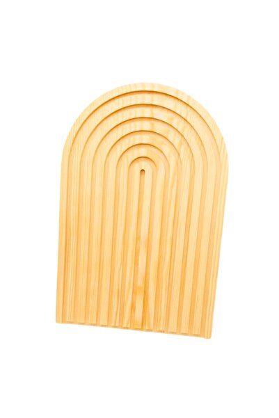 Genel Markalar 2'li Set Gökkuşağı Desenli Ahşap Oymalı Dekoratif Sunumluk Tepsisi, Sunum Tabağı Büyük Ve Orta Boy