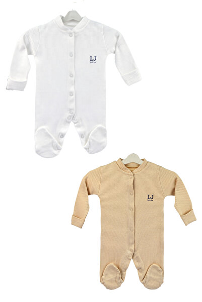 Little Jom طقم رومبير من القطن العضوي للأطفال من عمر 0 إلى 6 أشهر - بدلة للجسم