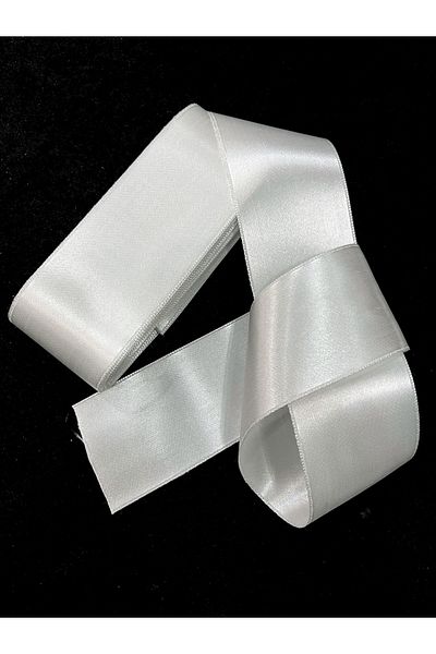 yörük tuhafiye 6 cm Wide Off-White Satin Ribbon - 10 Meters a Ball