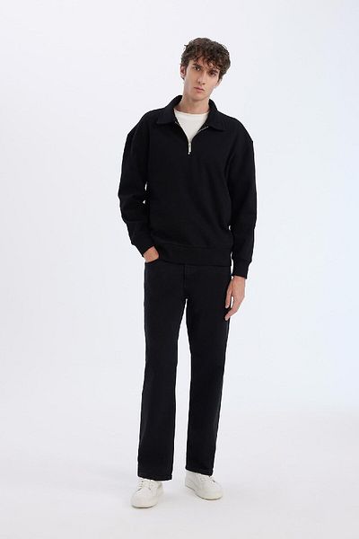 DeFacto Relaxed Fit Sweatshirt mit Polokragen und Reißverschluss E5333AX24WN