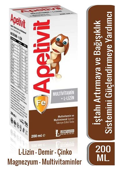 LedaPharma Apetivit L-Lizin - Iron - Zinc - Magnesium - Multivitamins 200ml Syrup