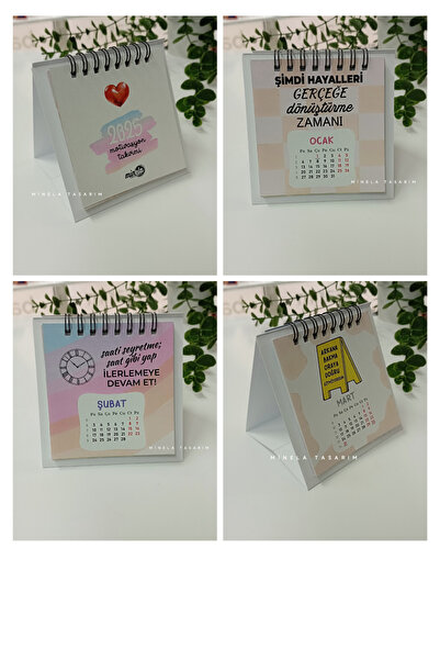 Minela 2025 MOTİVASYON TAKVİMİ 12aylik 10x10cm mini masa takvimi