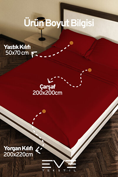 Eve Tekstil Ranforce Double Duvet Cover Set with Sheet, Pillow and Quilt Cover 200X220 cm