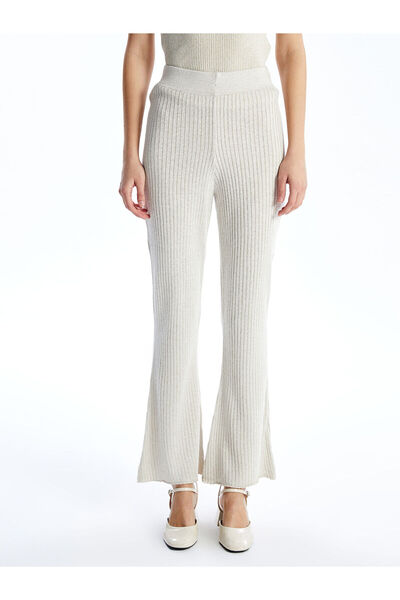 LC Waikiki Lcwaikiki Basic Ecru Elastic Waist Shiny Look Women's Knitwear Pants