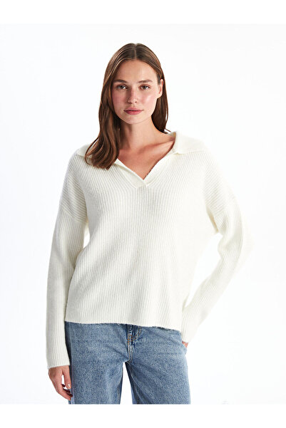 LC Waikiki Ecru Polo Neck Women's Knitwear Sweater