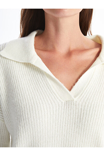 LC Waikiki Ecru Polo Neck Women's Knitwear Sweater