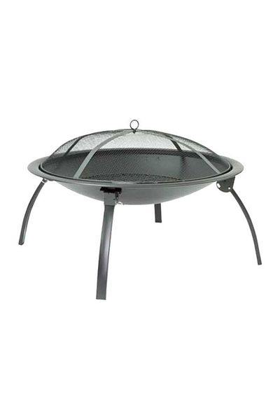 Living Accents Elegant and Modern Design Portable Round Steel Fire Pit with Carry Bag Black